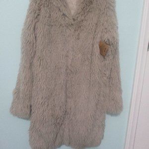 Mocha Faux Fur Girl's Cardigan Coat